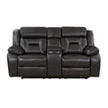Dark Gray Faux Leather Power Double Reclining Loveseat X49545