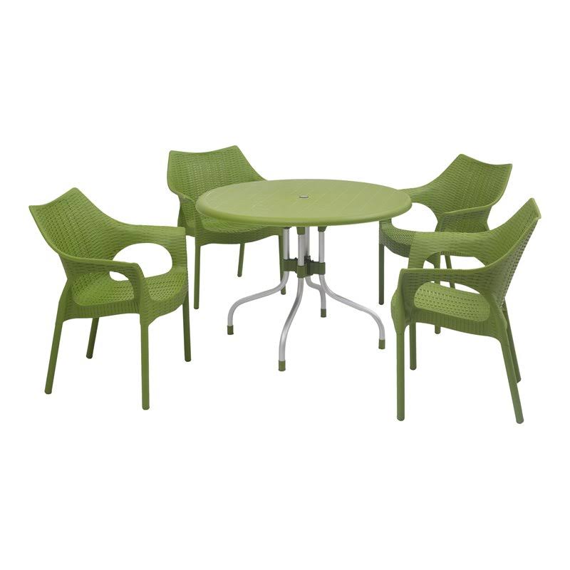 Green Patio Table with Four Chairs K835933