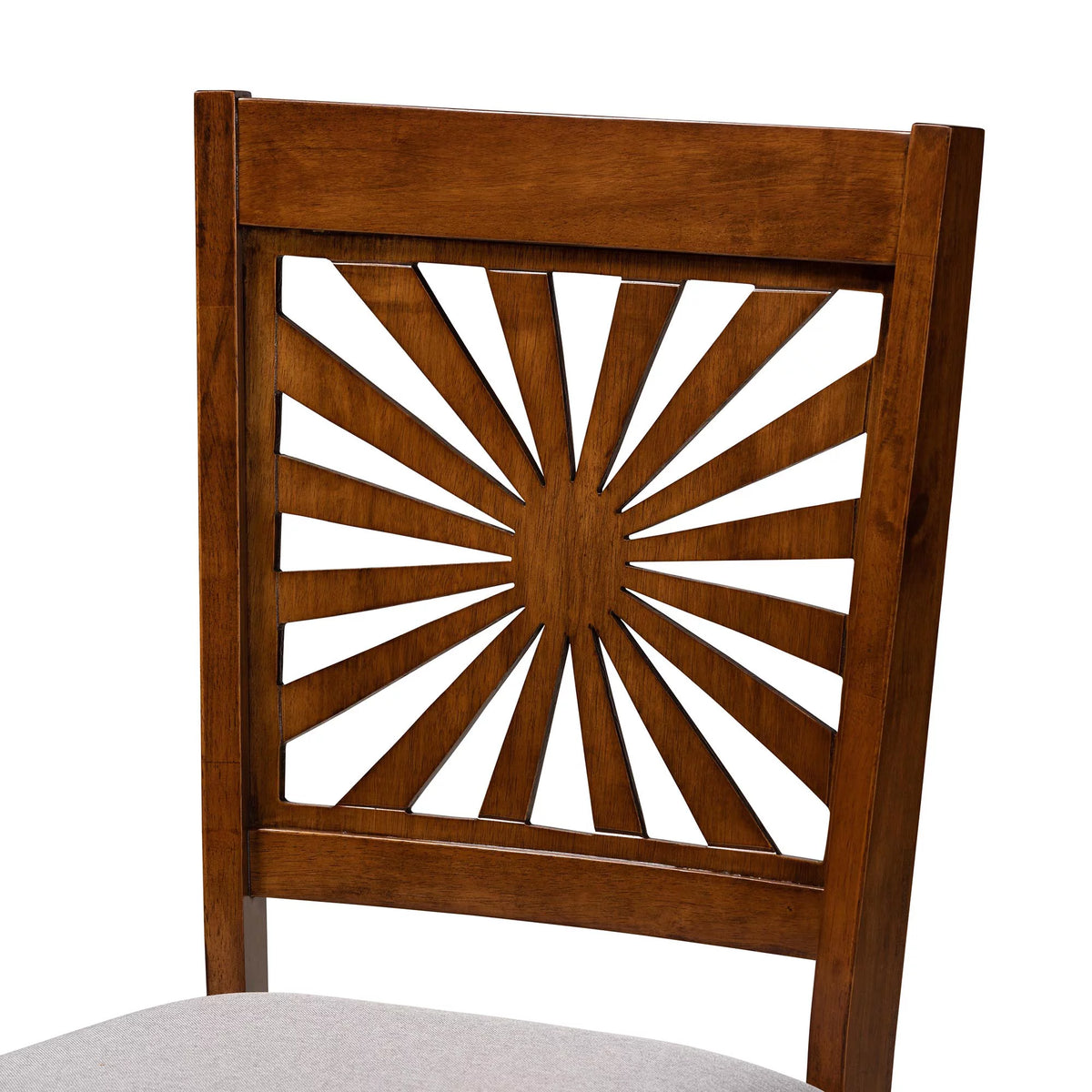 Grey Fabric and Walnut Brown Wood 2-Piece Dining Chair Set F535526