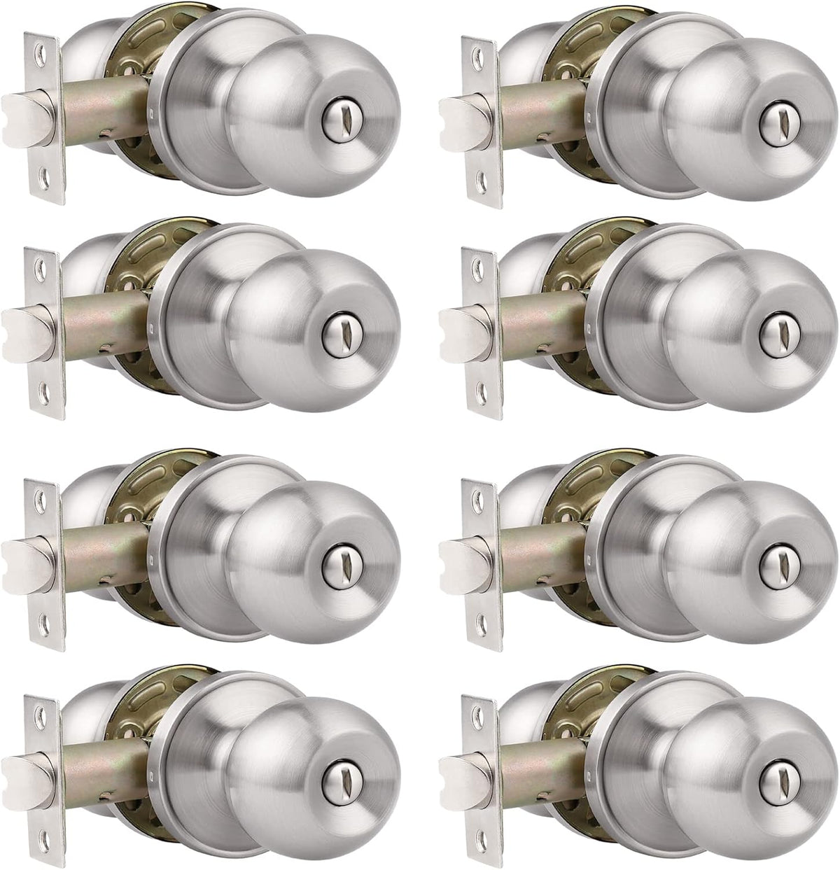 8 Pack Keyless Privacy Door Lever Lockset with Turn Buttons Satin Nickel L52302