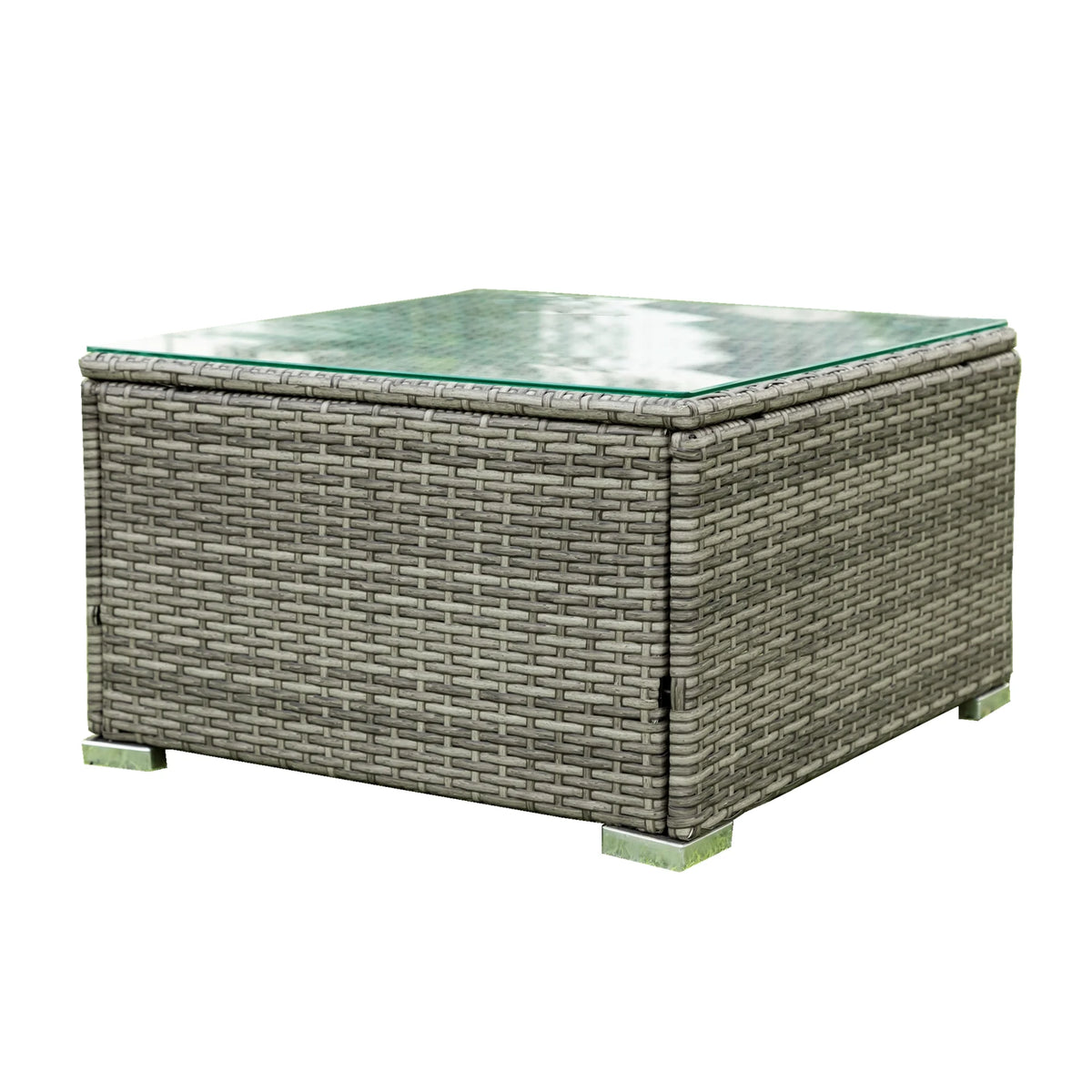 Creme 4 Piece Patio Sectional Wicker Rattan Outdoor Furniture Sofa Set with Storage Box Q8019