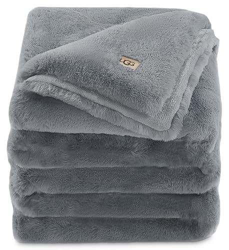Charcoal Dark Grey 50-inch x 70-inch Faux Fur Throw Blanket B48413