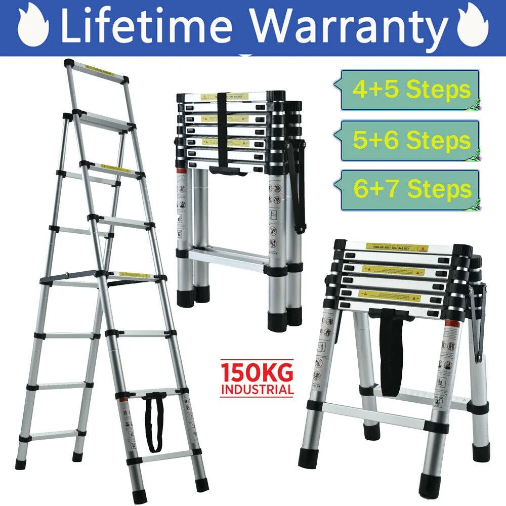 6+7 Steps Aluminium 2 Ways Combination Ladder with Handrail I79739