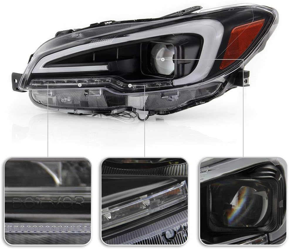 Black Housing LED Tube Projector Headlights Pair B240788