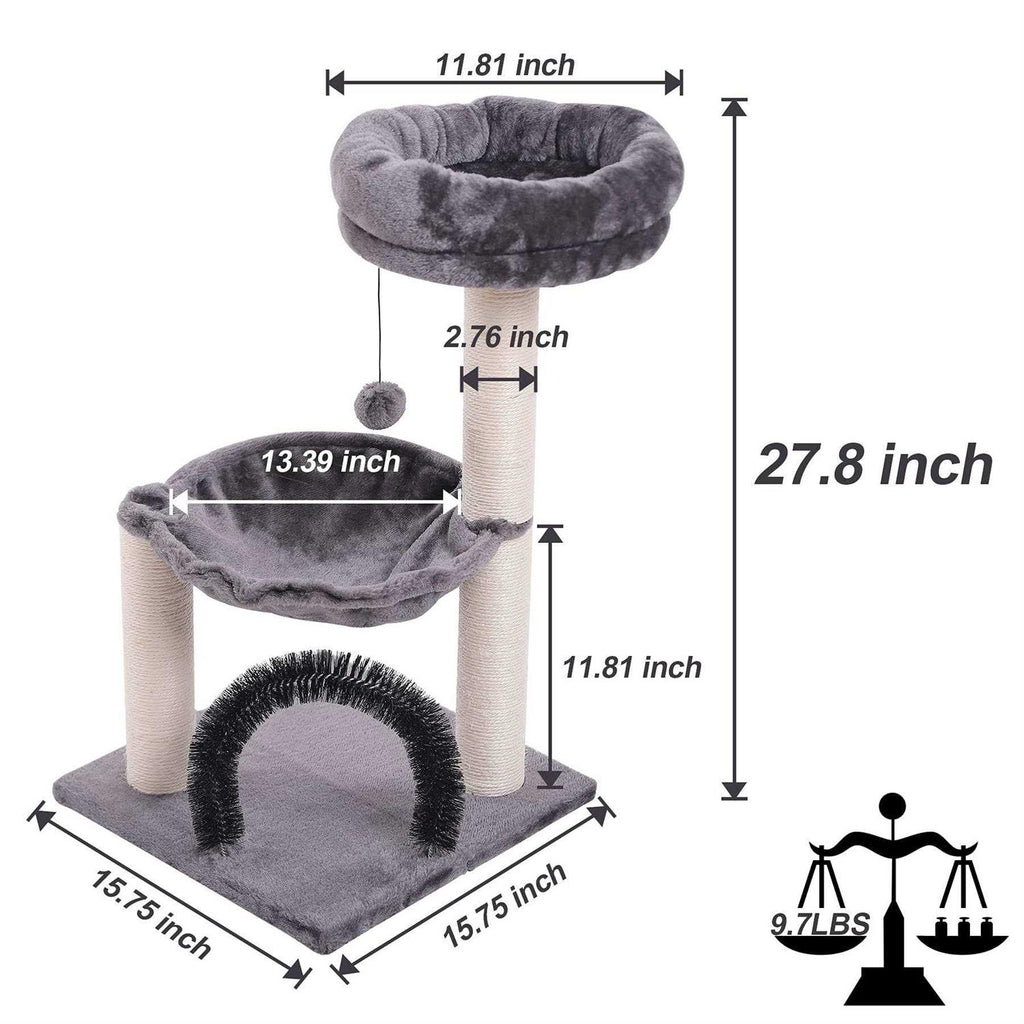 27.8 Inch Multi-Level Cat Tree with Scratching Posts K160