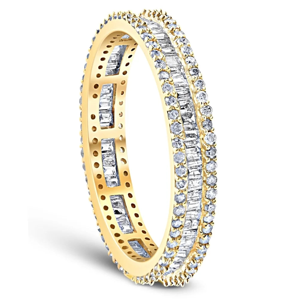 1 1/10 Ct Baguette & Diamond Eternity Ring Wedding Band F294