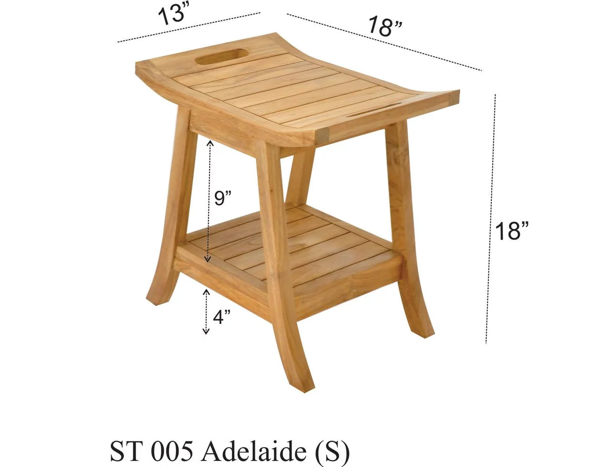 Teak Wood Shower Seat 18" Outdoor Patio Stool Bench S343917