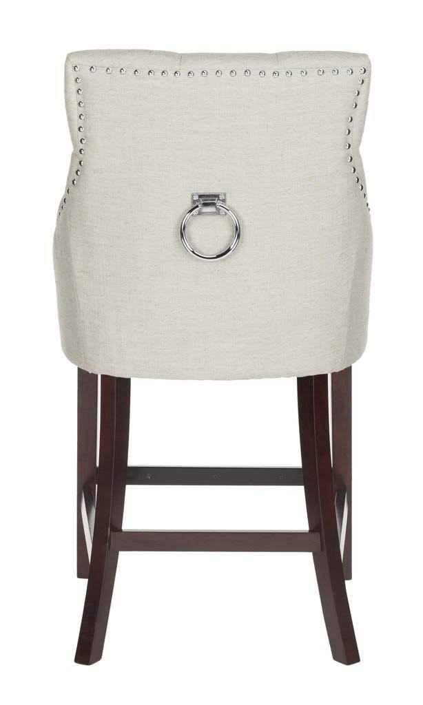 Light Grey Tufted Wing Back Counter Stool U44698