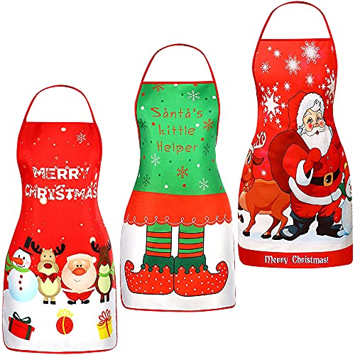 Christmas Apron, 3PCS Adjustable Kitchen Cooking Aprons I29743
