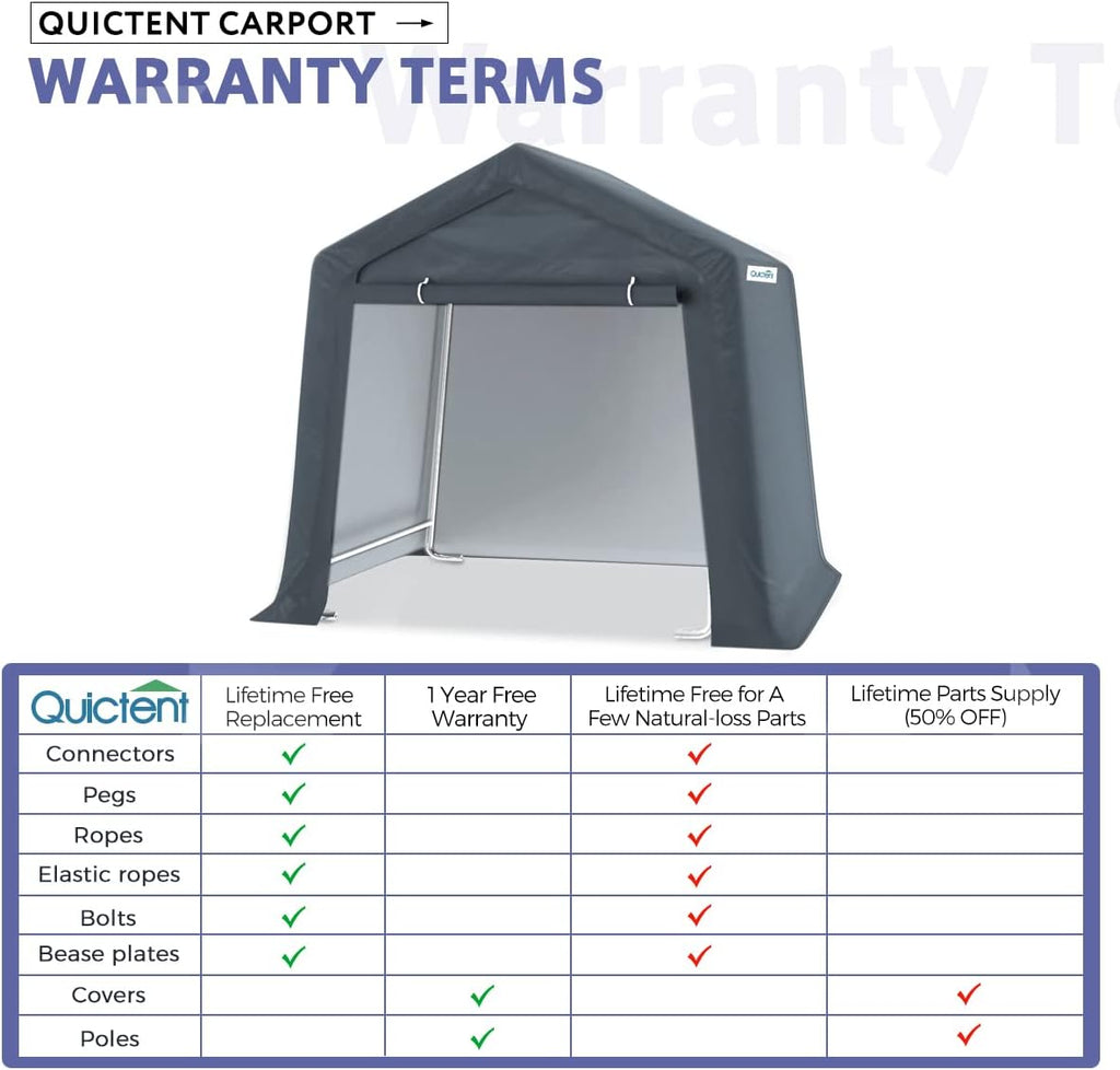 Gray 6x6 ft Portable Garage Shelter Outdoor Storage Shed Car Canopy Carport O611658