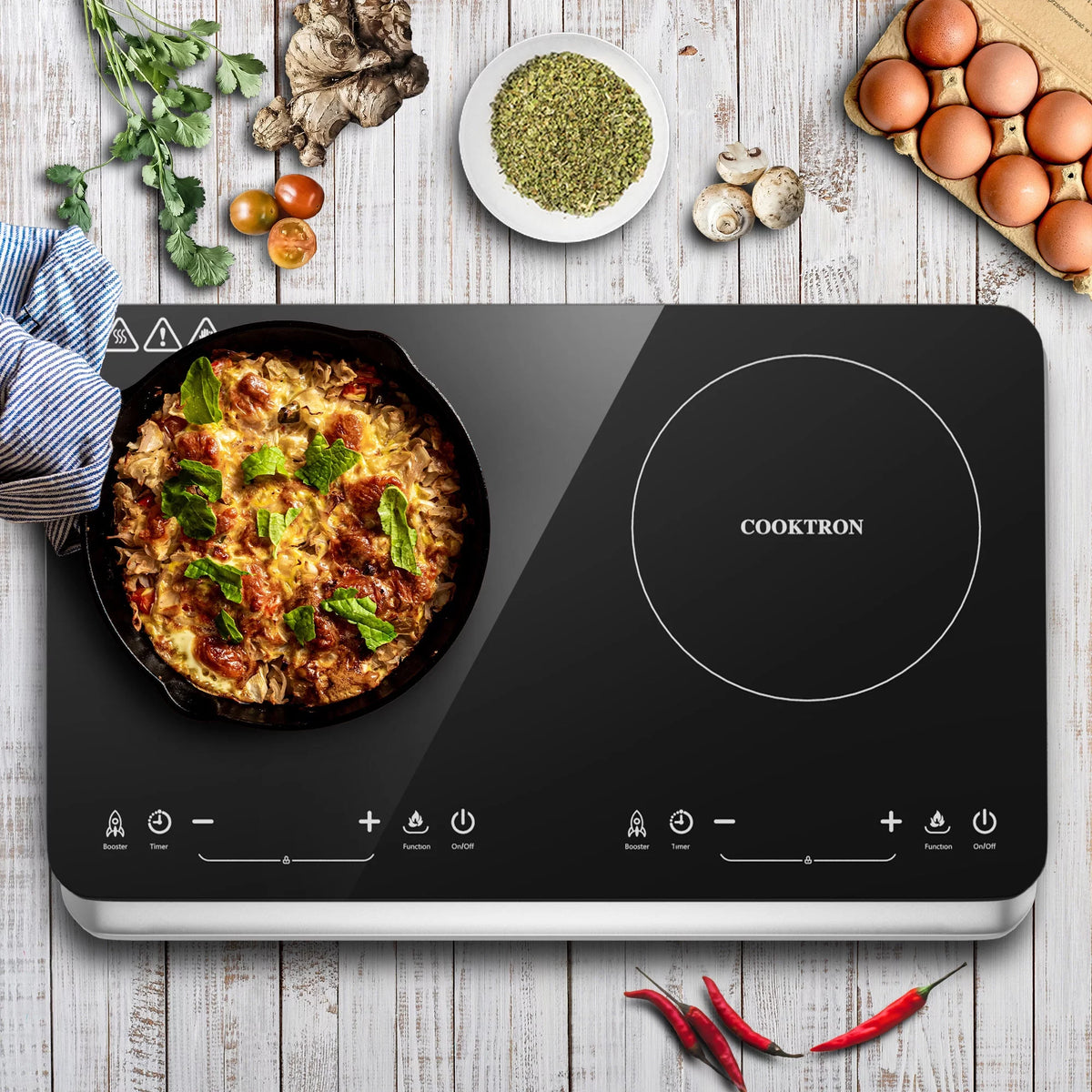 1800W Double Burner Electric Induction Cooktop S421