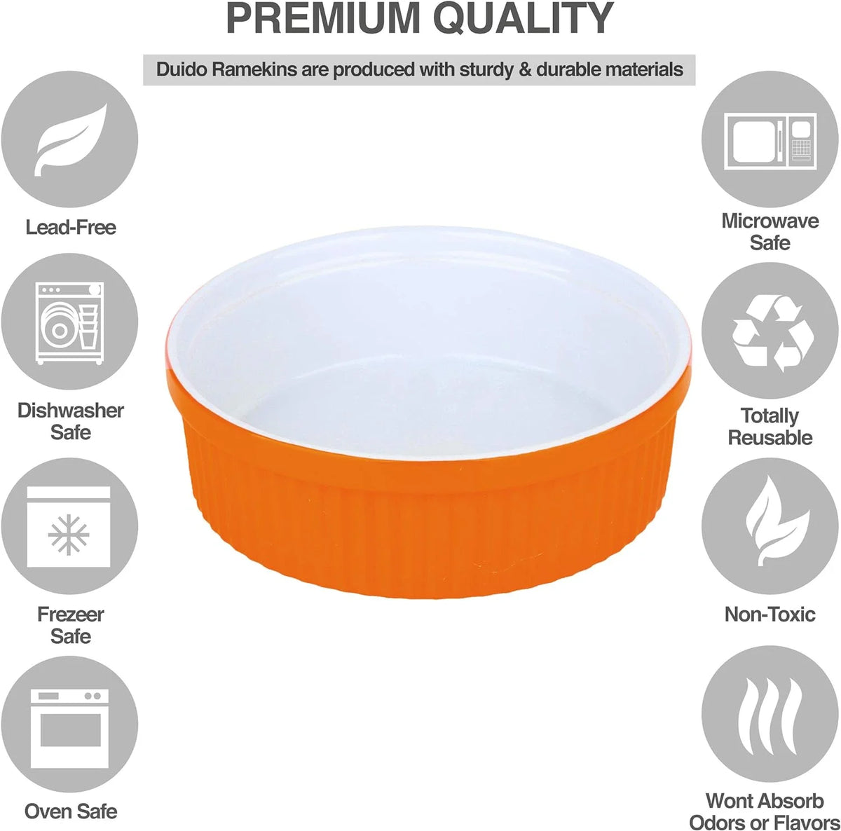 32 Oz Ceramic Oven Safe Souffle Dish Ramekins D45883
