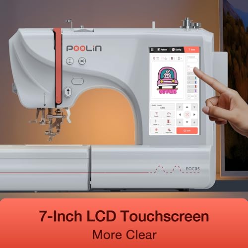 4 x 9.25 Inch Large Hoop Computerized Embroidery Machine with 7 Inch LCD Color Touchscreen Q327