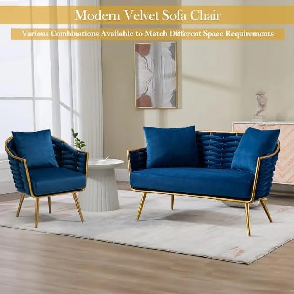 Velvet Accent Sofa Chair with 2 Pillows K480