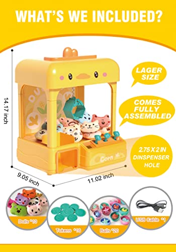 Large Claw Machine with Prizes, Adjustable Sound & Light, Mini Electronic Arcade Game Dispenser Toy Z60342