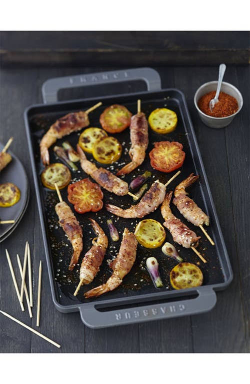 Caviar-Grey Rectangular Enameled Cast Iron Griddle R5579