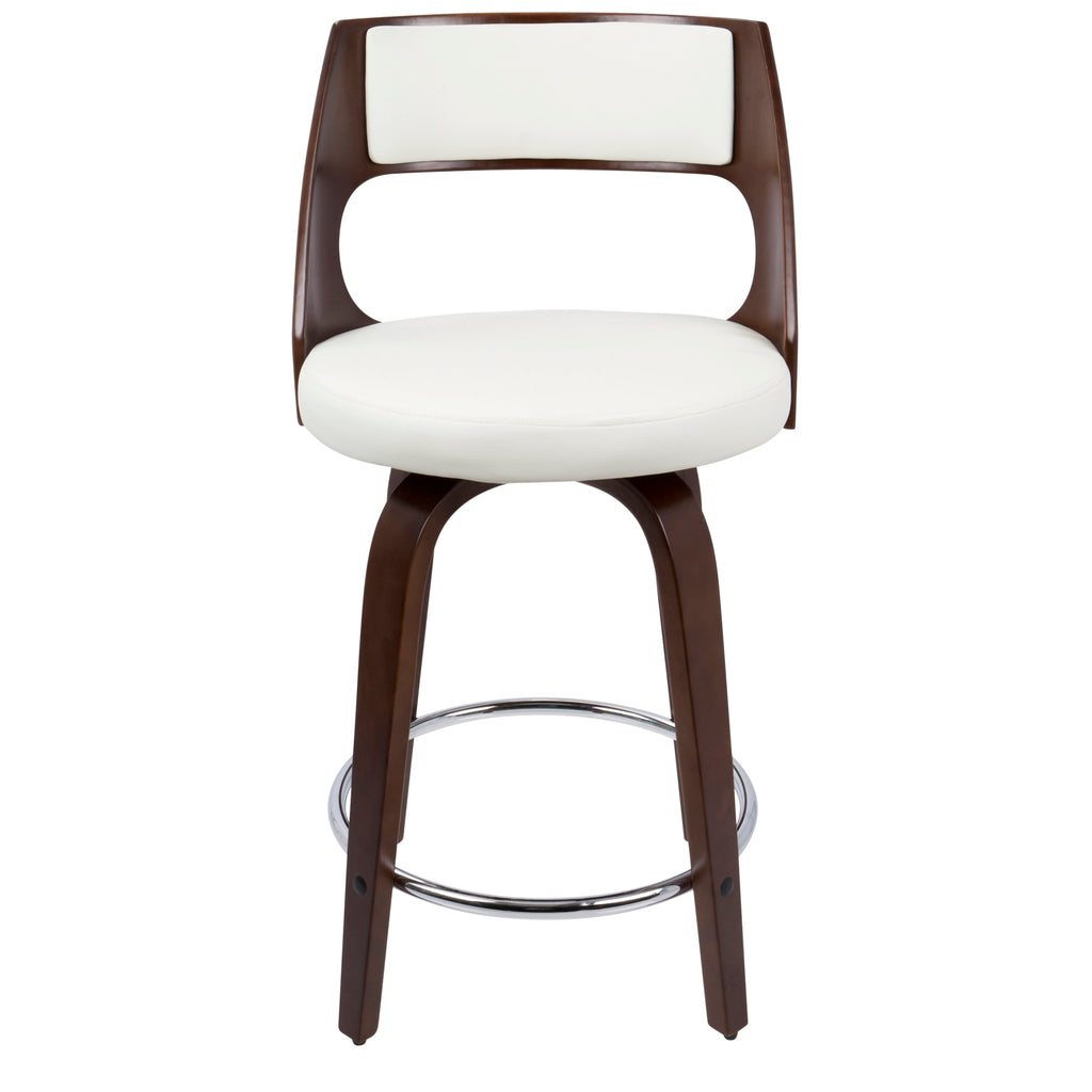 Cherry and White Faux Leather Swivel Counter Stool, Set of 2 C83176