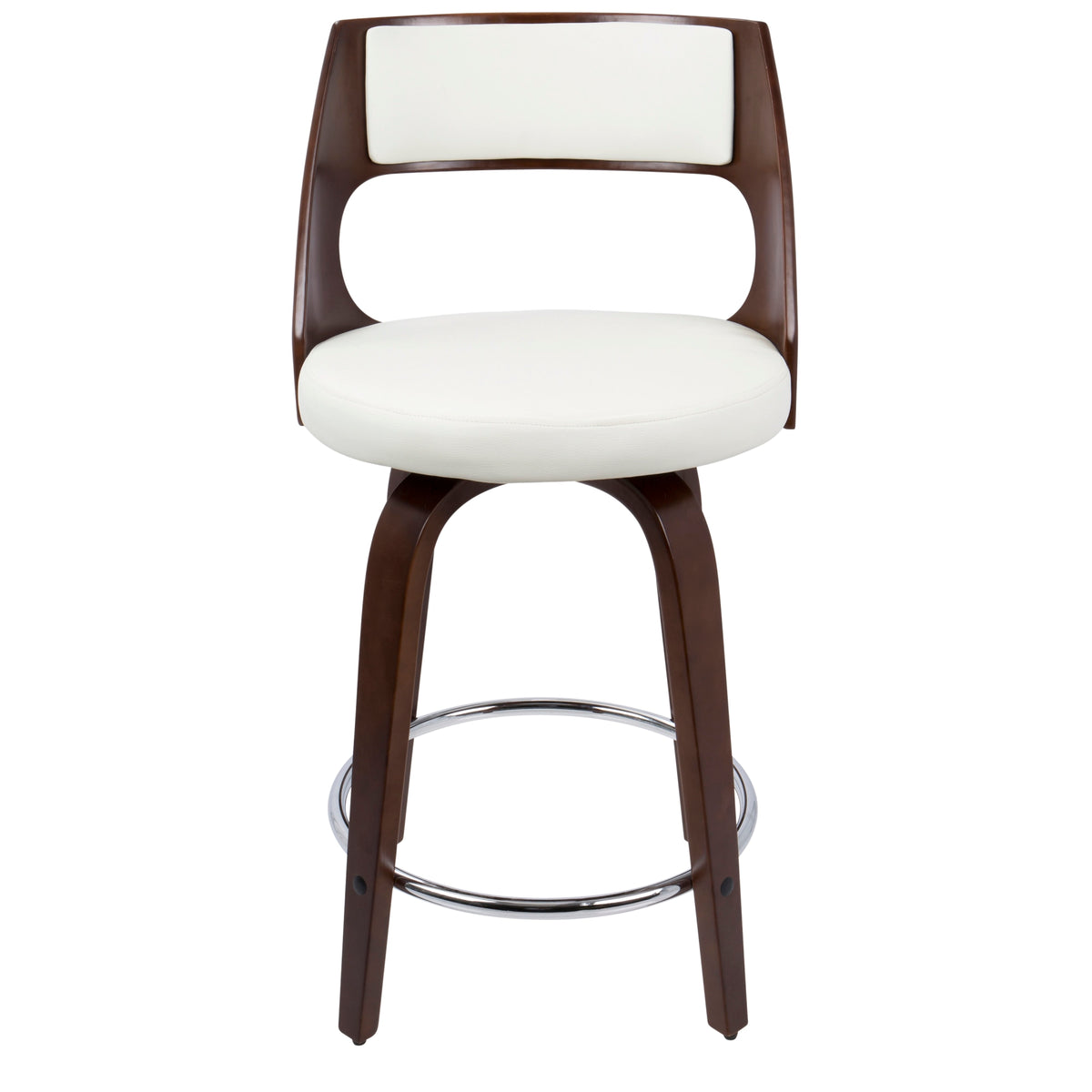 Cherry and White Faux Leather Swivel Counter Stool, Set of 2 C83176