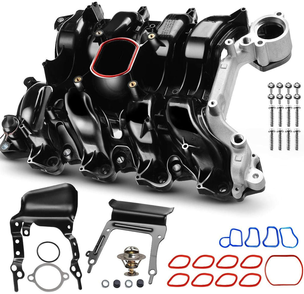 Upper Intake Manifold with Thermostat Compatible with Ford Crown Victoria Mustang Thunderbird Town Car Mercury Grand Marquis Cougar 1996-2000 V8 4.6L J942299
