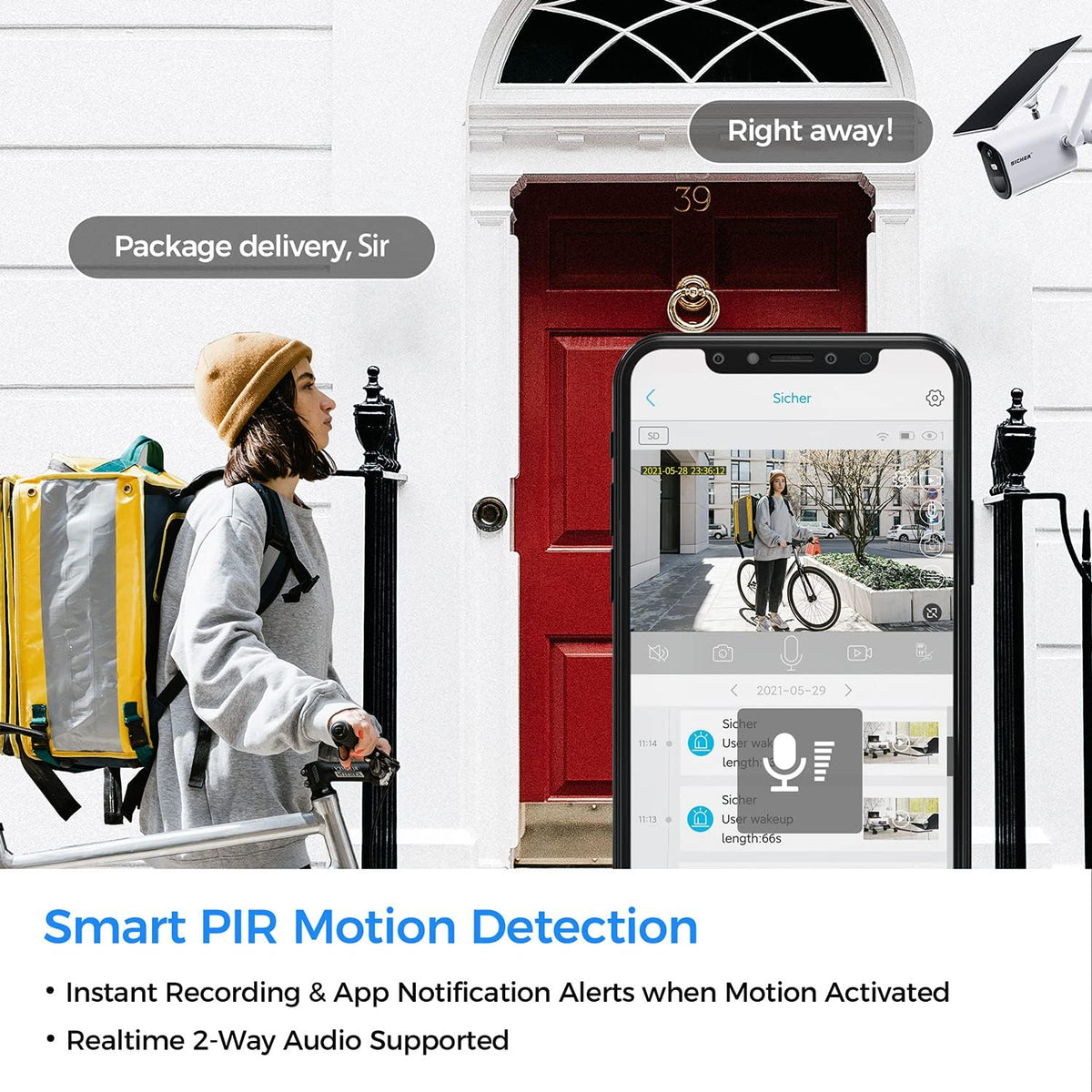 Wi-Fi Solar Rechargeable Battery Wireless Security Camera B138