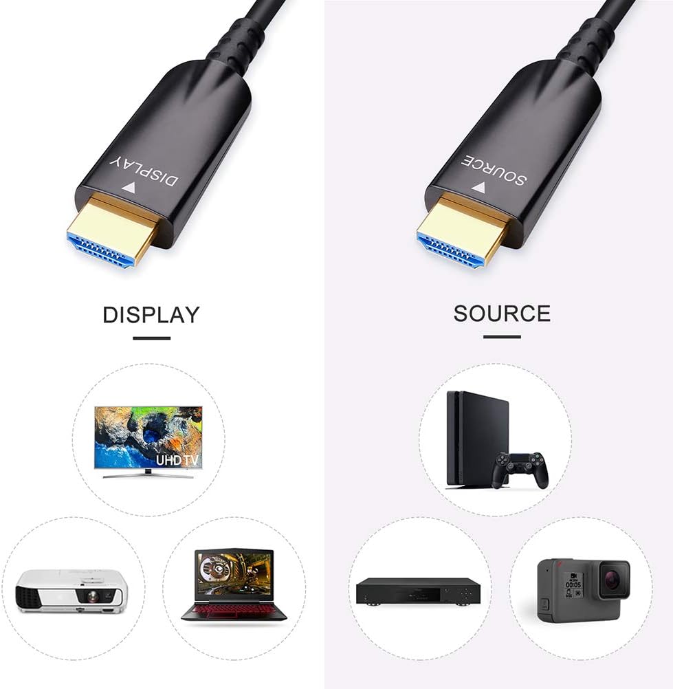 100ft Fiber Optic HDMI Cable 4K 30Hz 1080p 60Hz Black U765