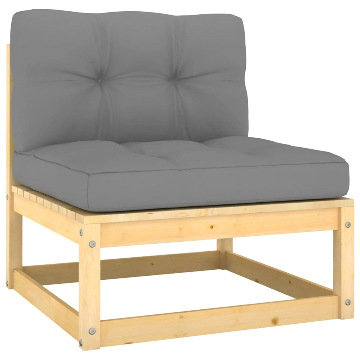4 Piece Patio Lounge Set with Gray Cushion Pinewood Sectional Outdoor Furniture Set S616146
