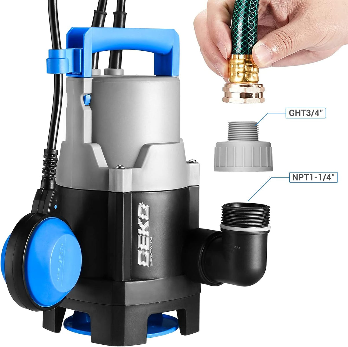 400W 1/2HP Submersible Pump 1981GPH Clean/Dirty Water Pump with Float Switch 16ft Cable Pack of 2 B725