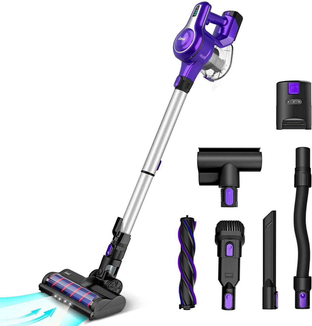 Cordless Stick Vacuum, 23Kpa 250W, 45min Runtime, 10-in-1 Lightweight, Violet F960271
