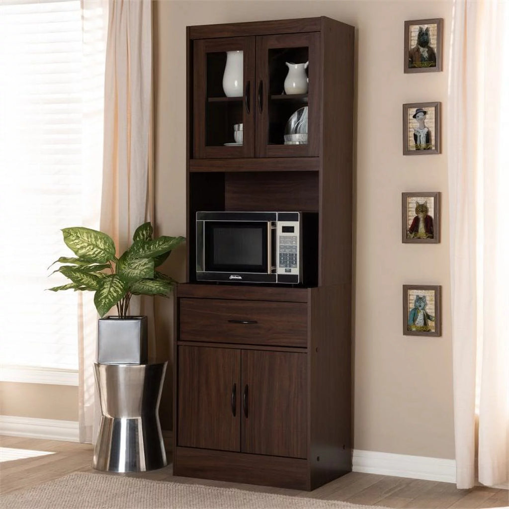 Kitchen Cabinet and Hutch in Dark Walnut R479