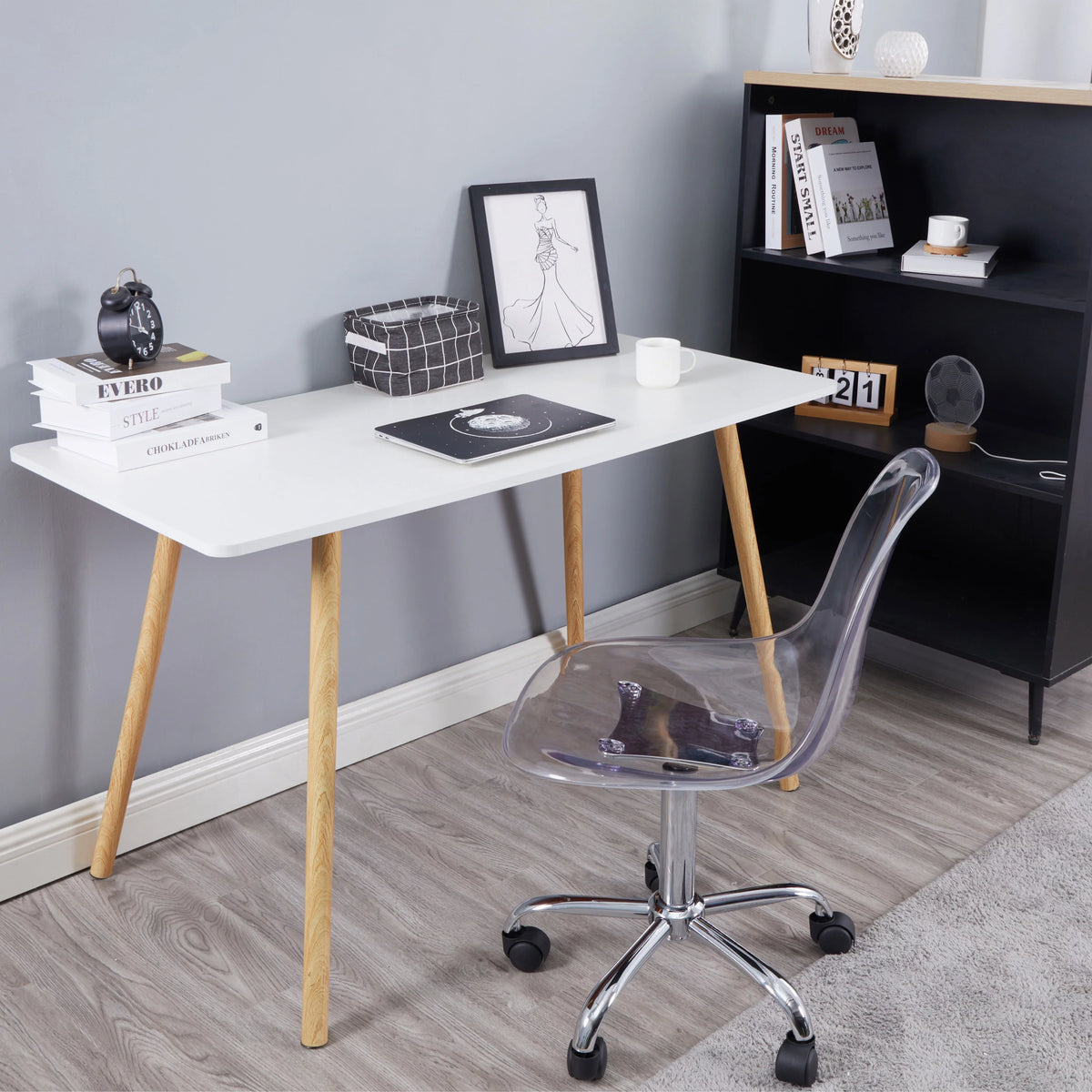 Black Acrylic Rolling Office Chair I910055