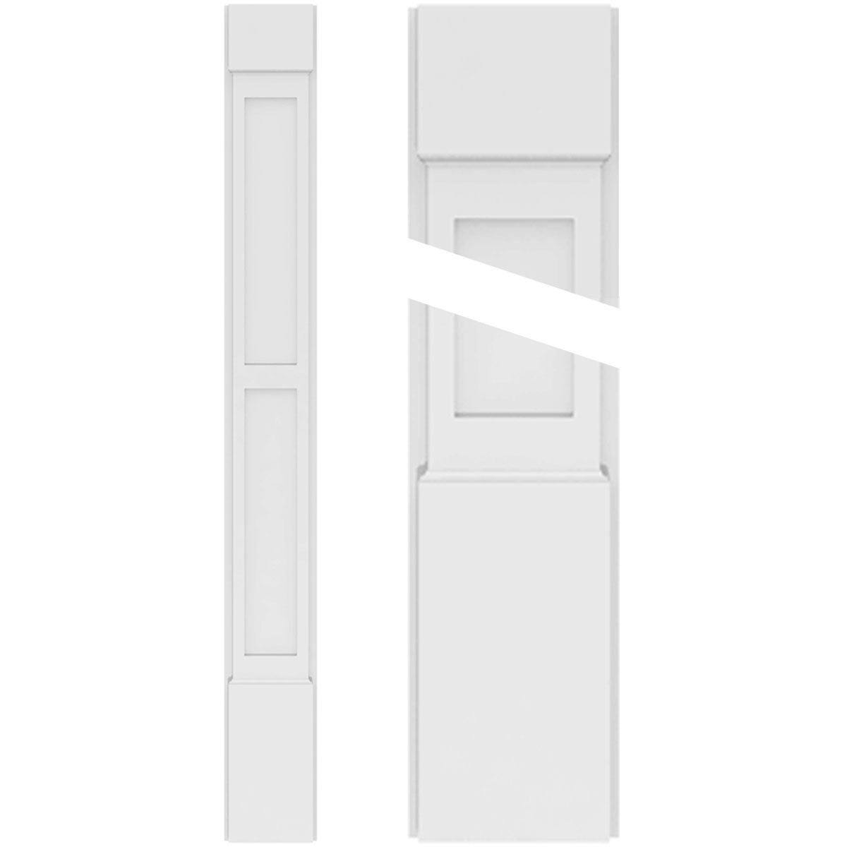 Two Equal Flat Panel PVC Pilaster with Standard Capital & Base (Pair) M176082
