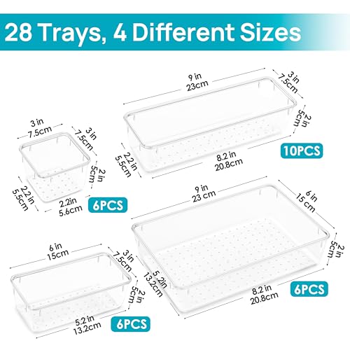 66 PCS Clear Plastic Drawer Organizer Bins H6842