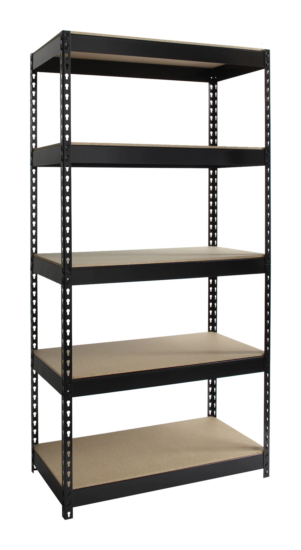 Riveted Steel Shelving 5-Shelf Unit, Black F35679