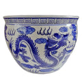 Blue and White Porcelain Fishbowl with Dragon Design A5878
