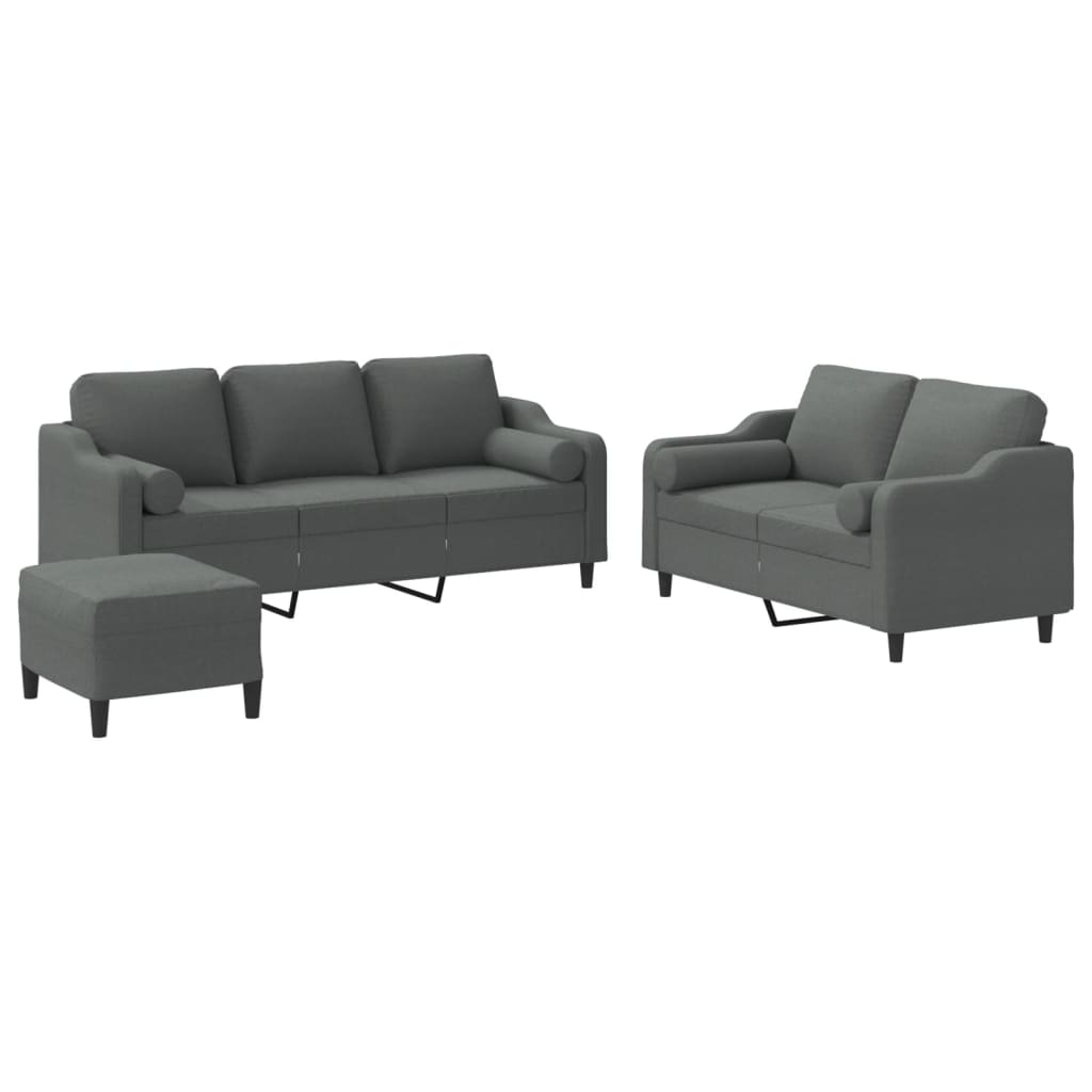 3 Piece Dark Gray Fabric Sofa Set Z51499