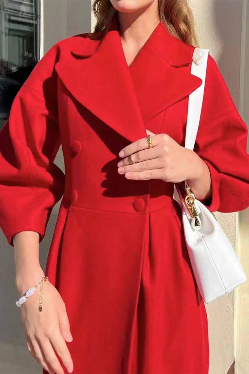 Solid Turndown Collar Outerwear S726