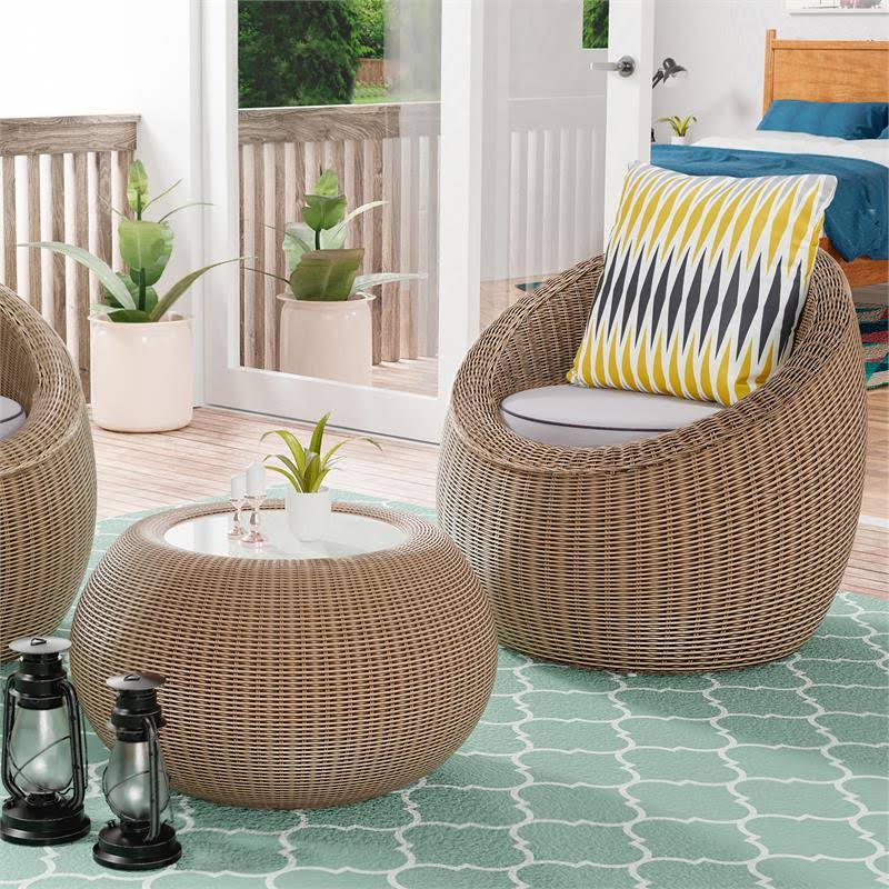 Natural Brown Aluminum Outdoor Chair W972