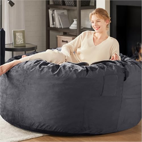 Charcoal Grey 4 FT Machine Washable Mink Bean Bag Chair A596