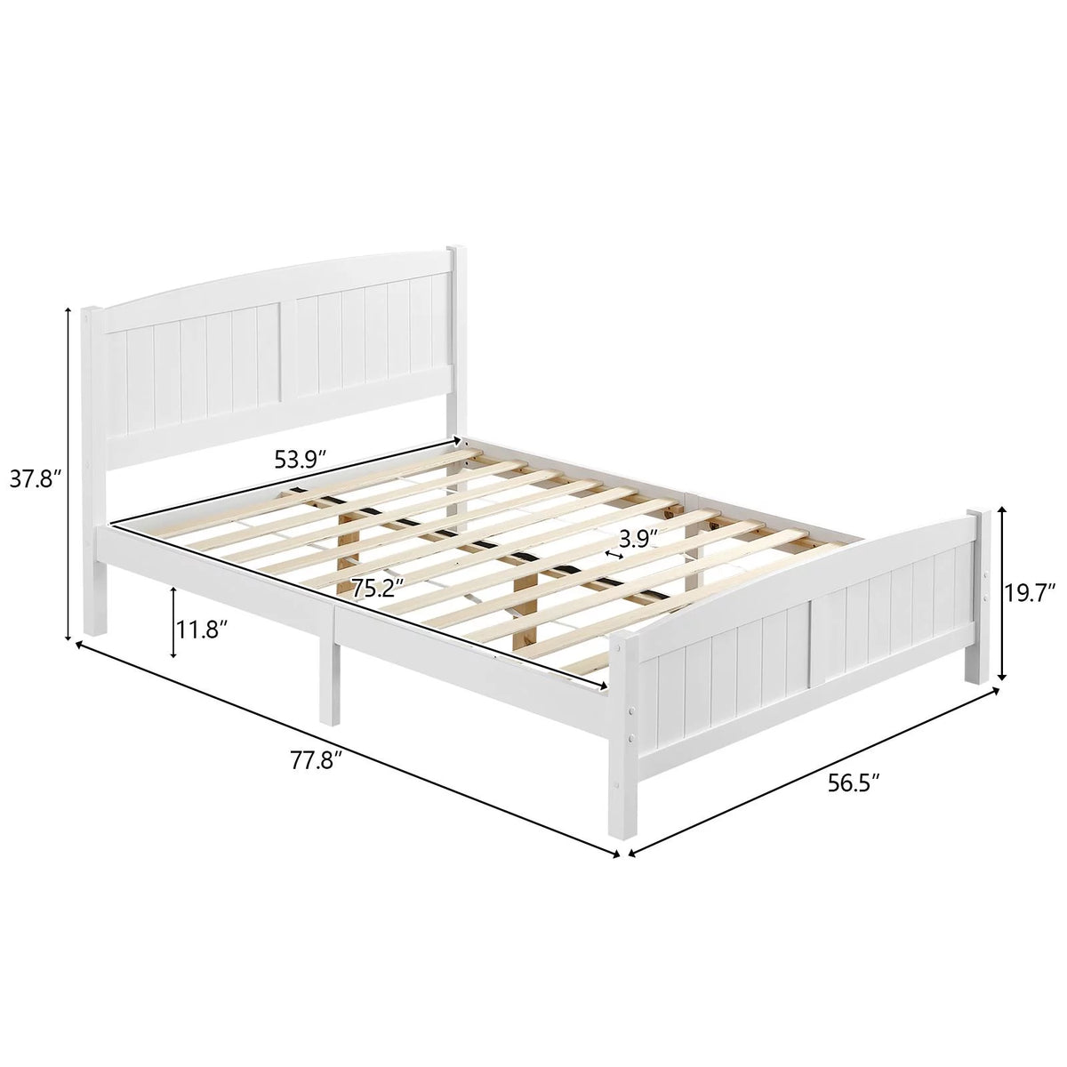 Queen Solid Pine Wood Platform Bed Frame with Headboard G456