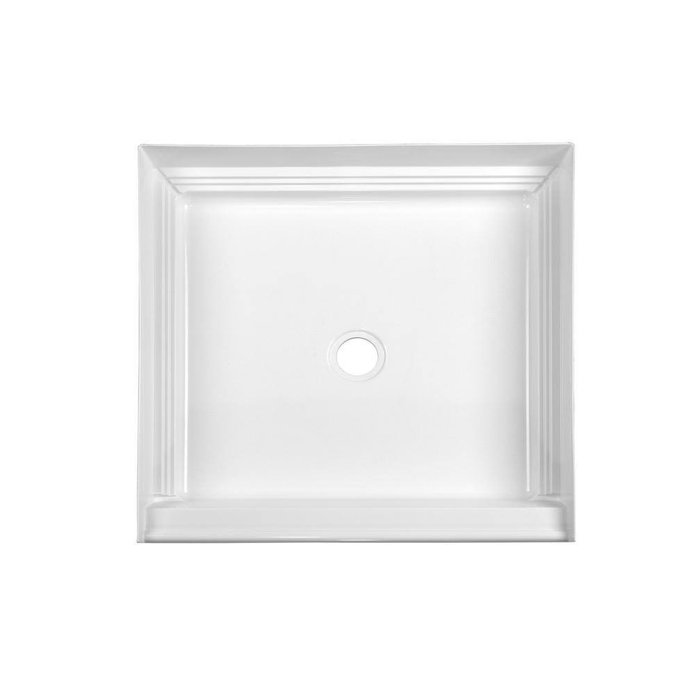 32 in. x 32 in. Single Threshold Center Drain Shower Pan in White O396545
