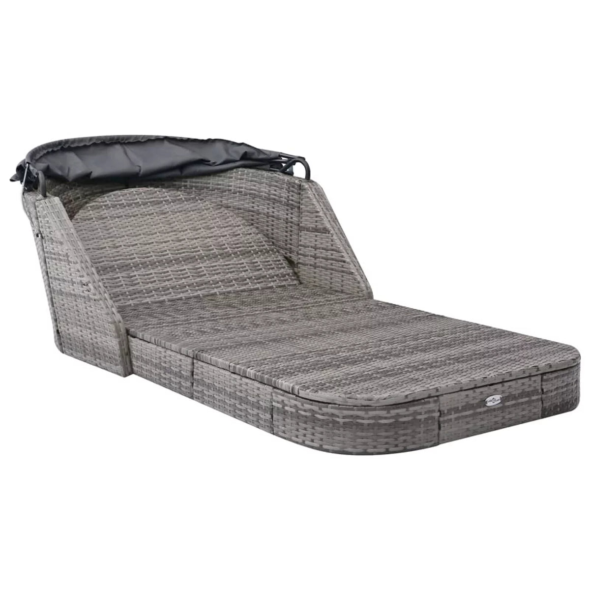 Outdoor Sun Lounger with Canopy and Cushions Poly Rattan Sun Bed Y5977