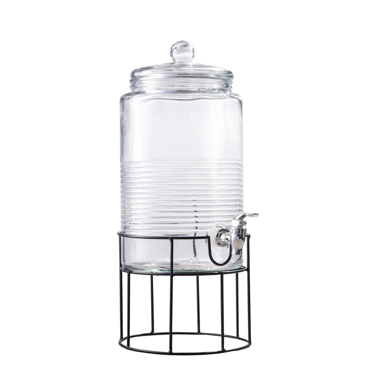 Clear Glass Drink Dispenser with Spigot and Stand D42486