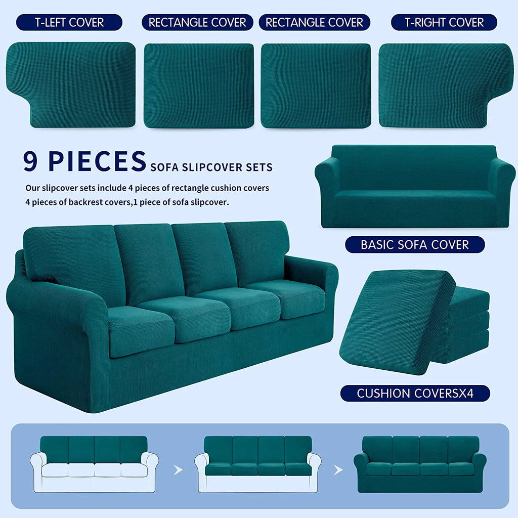 9 Pieces Stretch Sofa Slipcover Set Y758