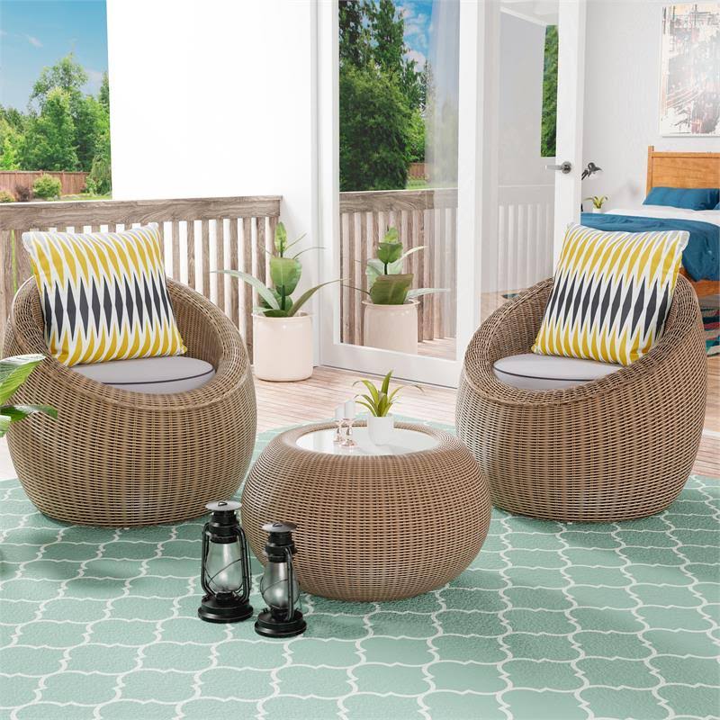 Natural Brown Aluminum Outdoor Chair W972