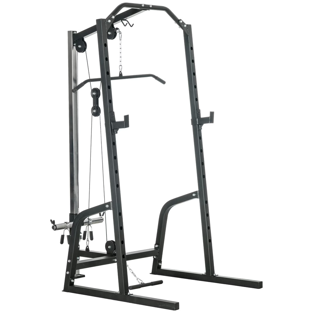 Power Cage with Pulley System Squat Rack Pull up Stand X36413