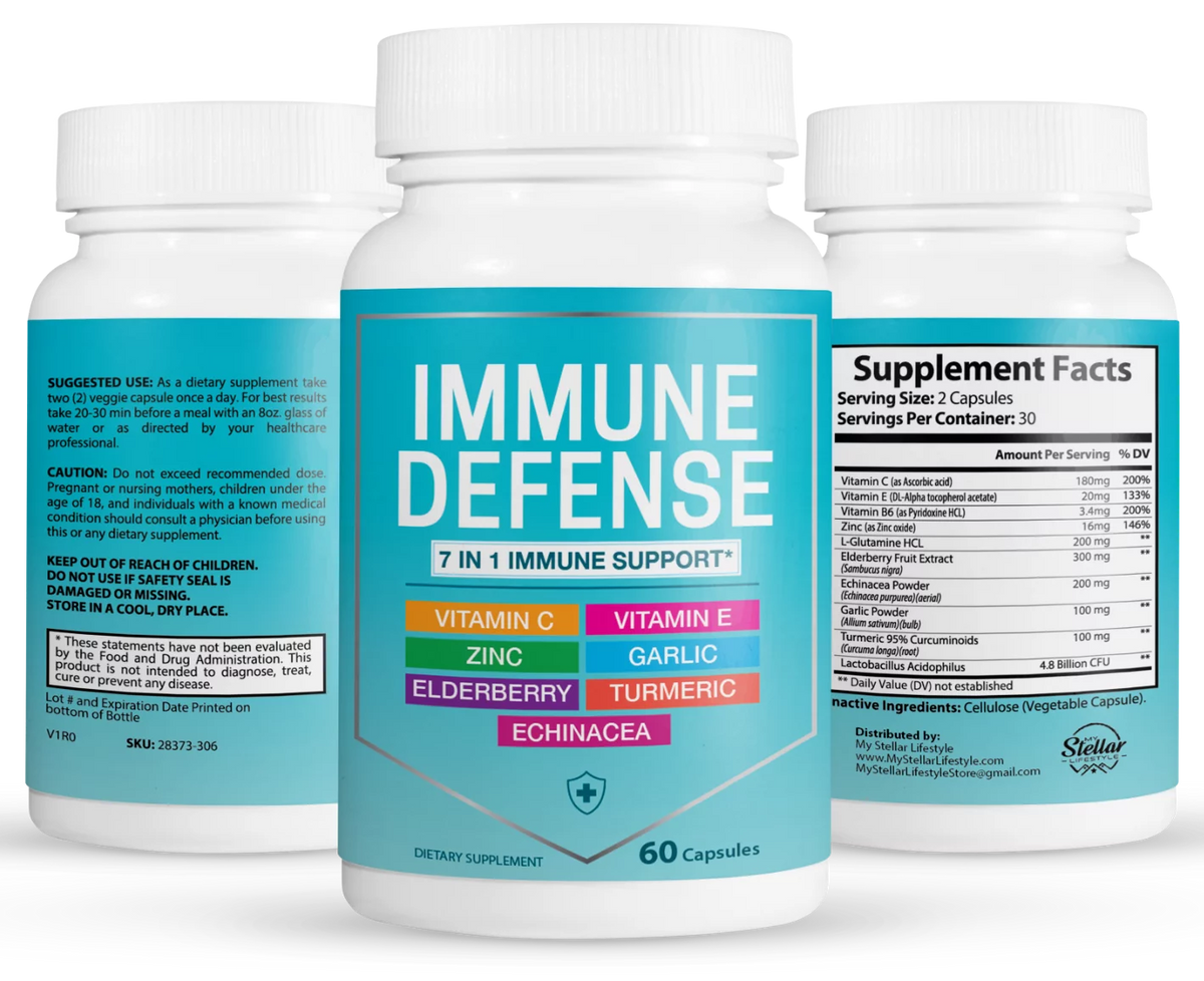 Vitamin C Zinc Elderberry Echinacea Turmeric 60 Capsules 2 Pack C472