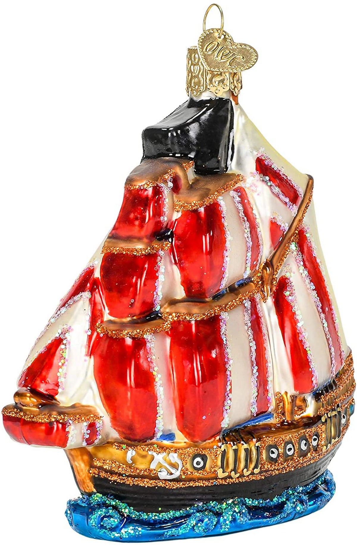 Glass Blown Ornament Pirate Ship V474