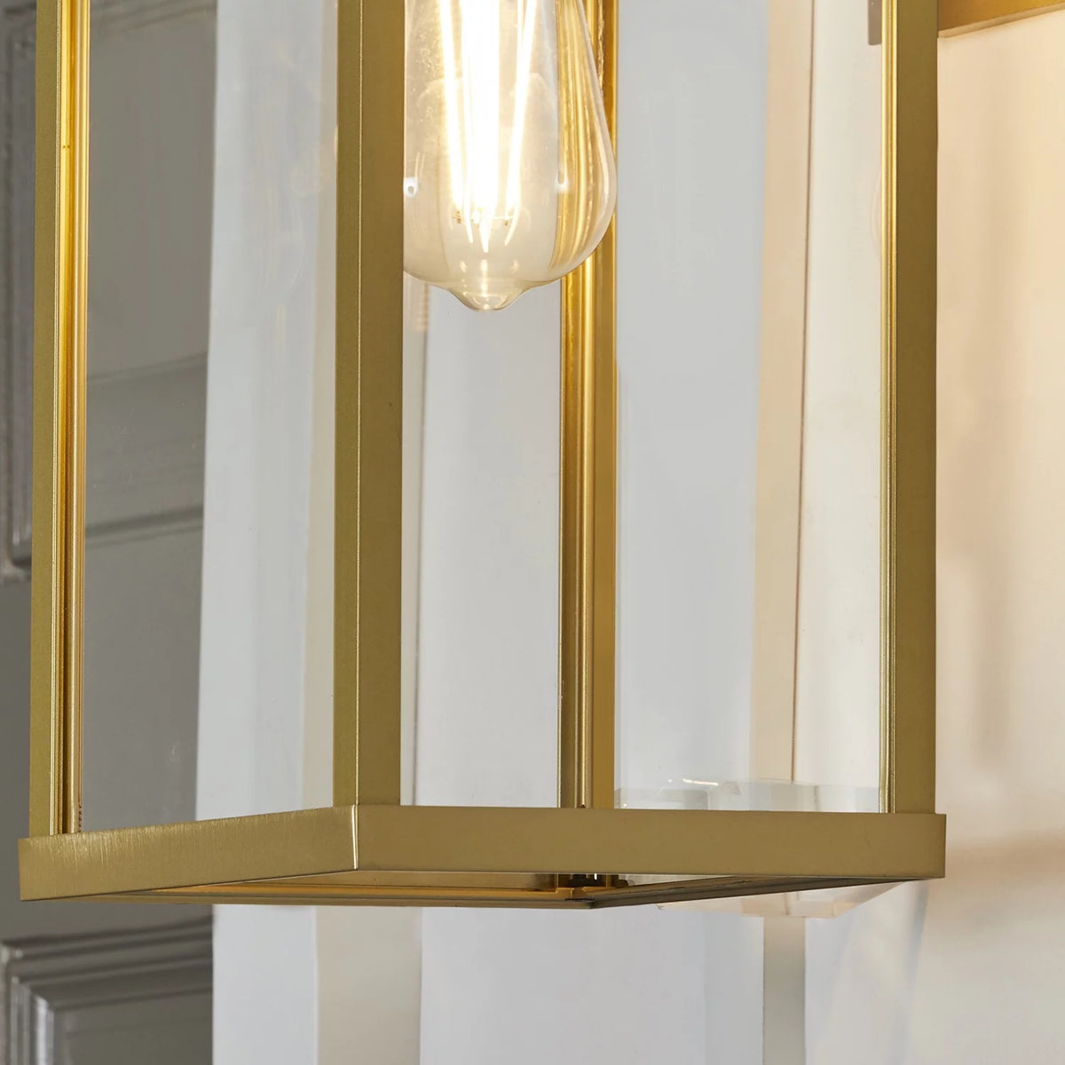 15" Brass Finish Clear Glass Outdoor Wall Light S59133