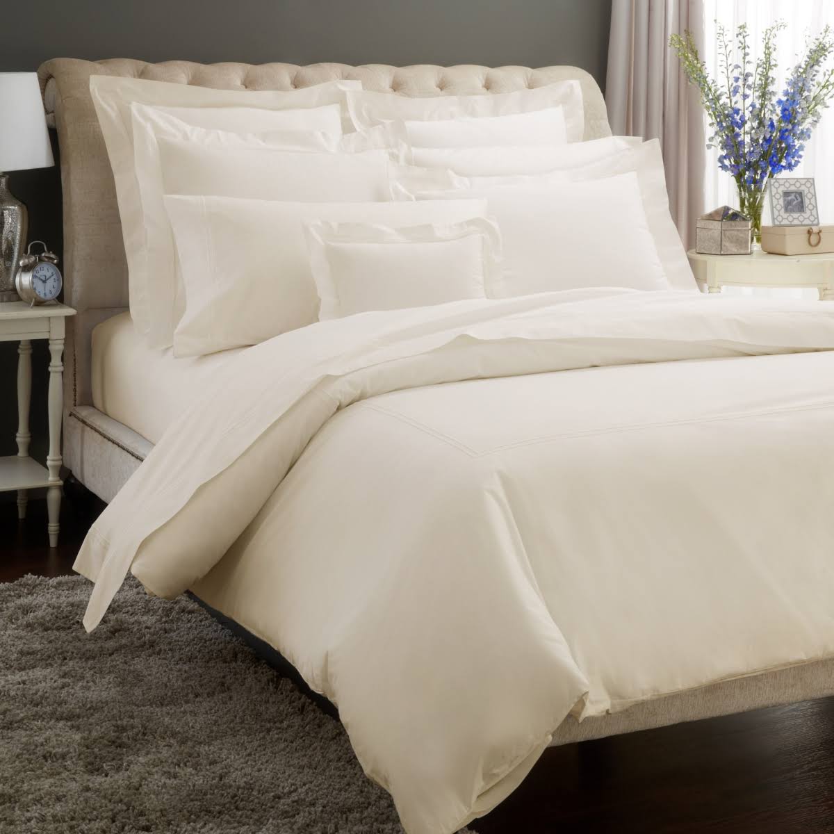 Full/Queen White/Aqua Duvet Cover M1081