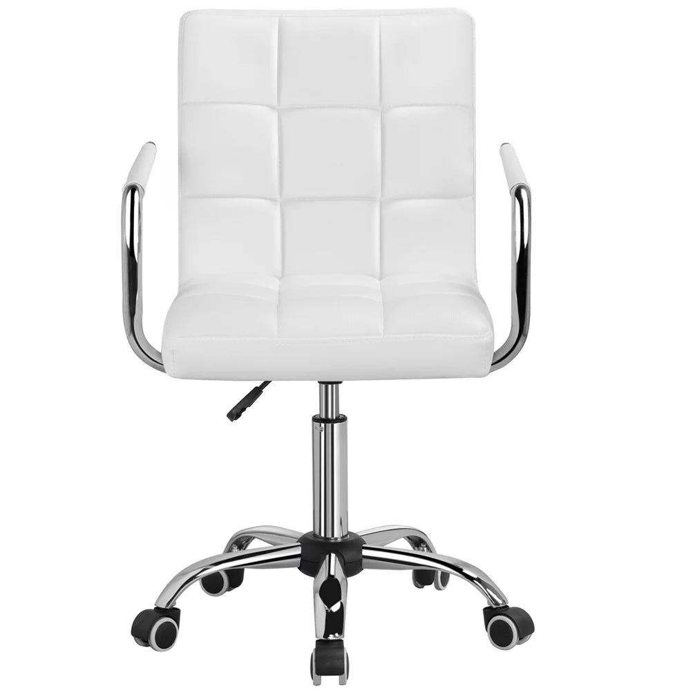 White Height Adjustable Swivel Office Chair with Armrests G561